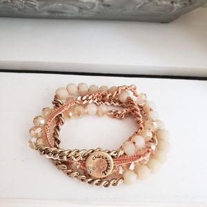Bead and Chain Multi-wrap Bracelet- rose gold